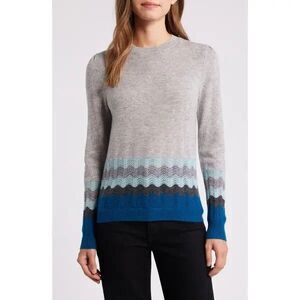 New Griffen pointelle border wool & cashmere crewneck sweater Size Medium
